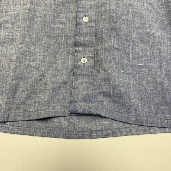 Vintage 70s Kmart Permanent Press Button Up Shirt Womens 18x23 Blue - Picture 7 of 13